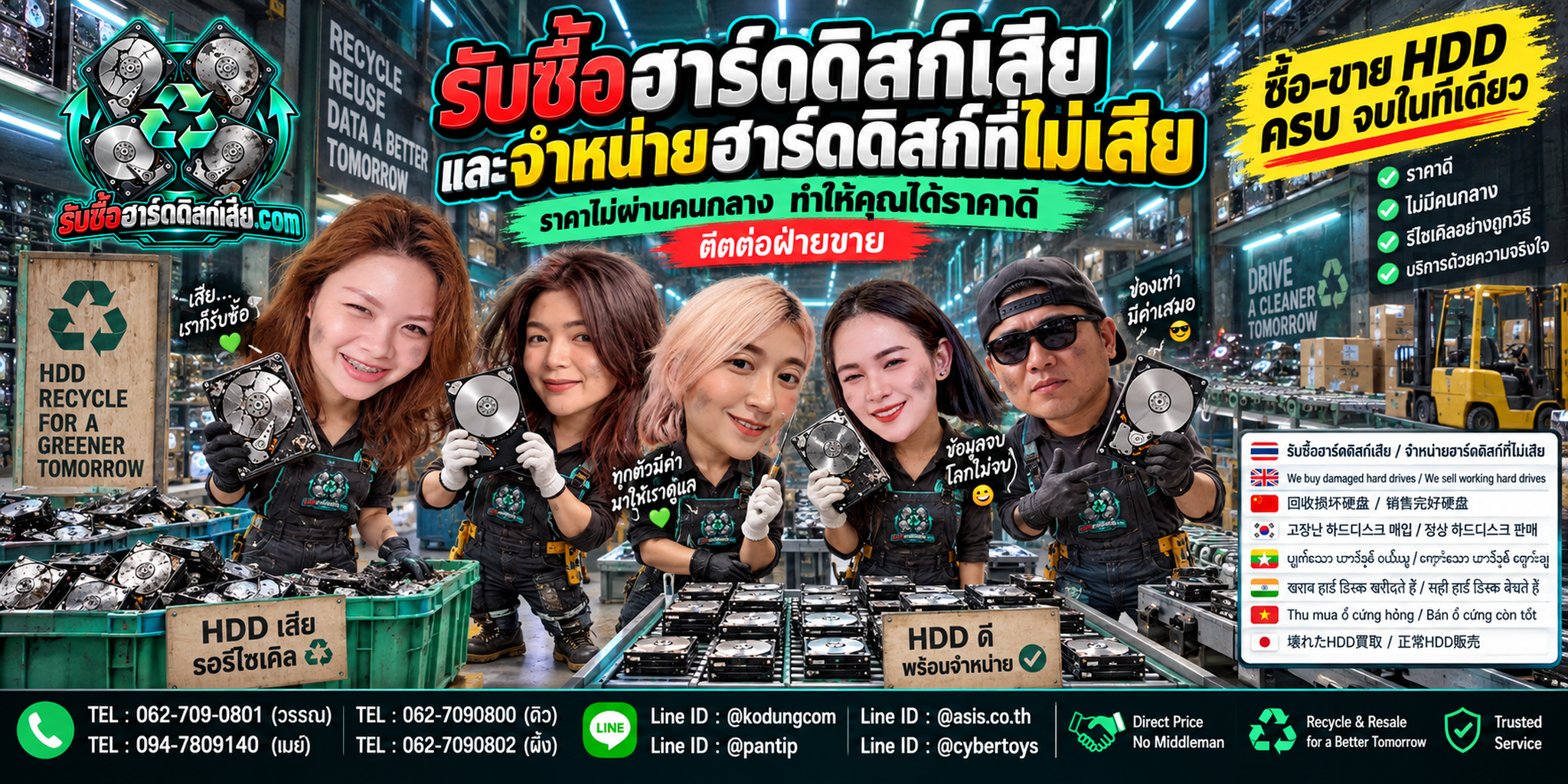 ทีมรับซื้อฮาร์ดดิสก์เสียและฮาร์ดดิสก์ พร้อมคัดแยกเพื่อรีไซเคิลและนำกลับมาใช้ประโยชน์