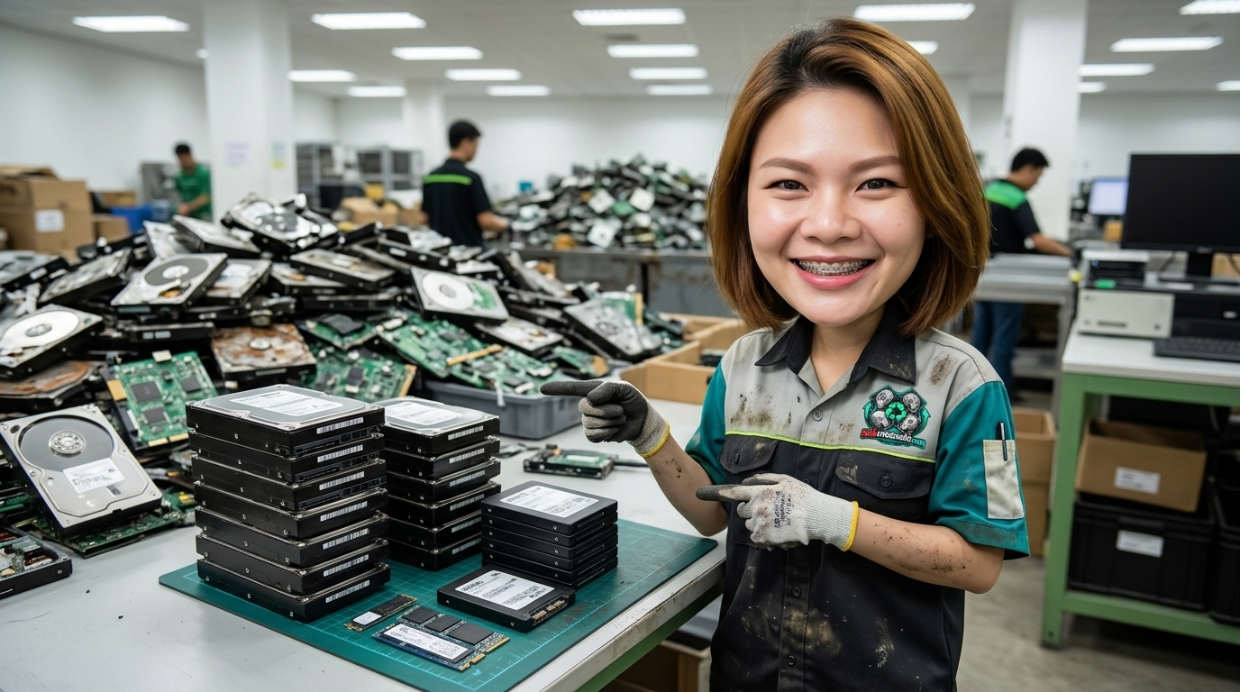 การจัดเรียงฮาร์ดดิสก์และ SSD เสียเพื่อเตรียมส่งมอบให้กับบริการรับซื้อถึงสถานที่